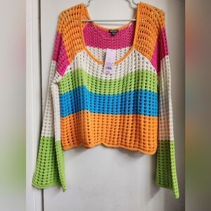 Colorful Striped Crochet Sweater